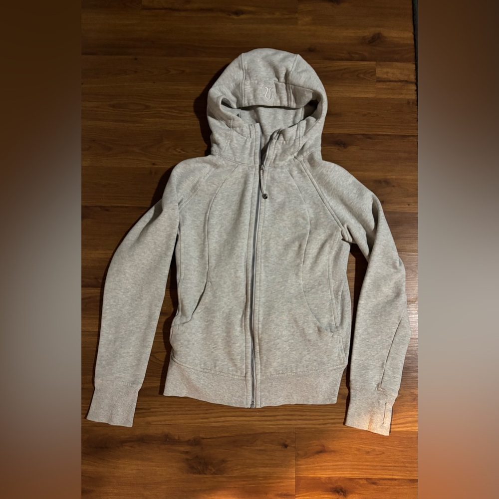 lululemon athletica Women's Light Gray Scuba Hoodie Zip-Up Size 8